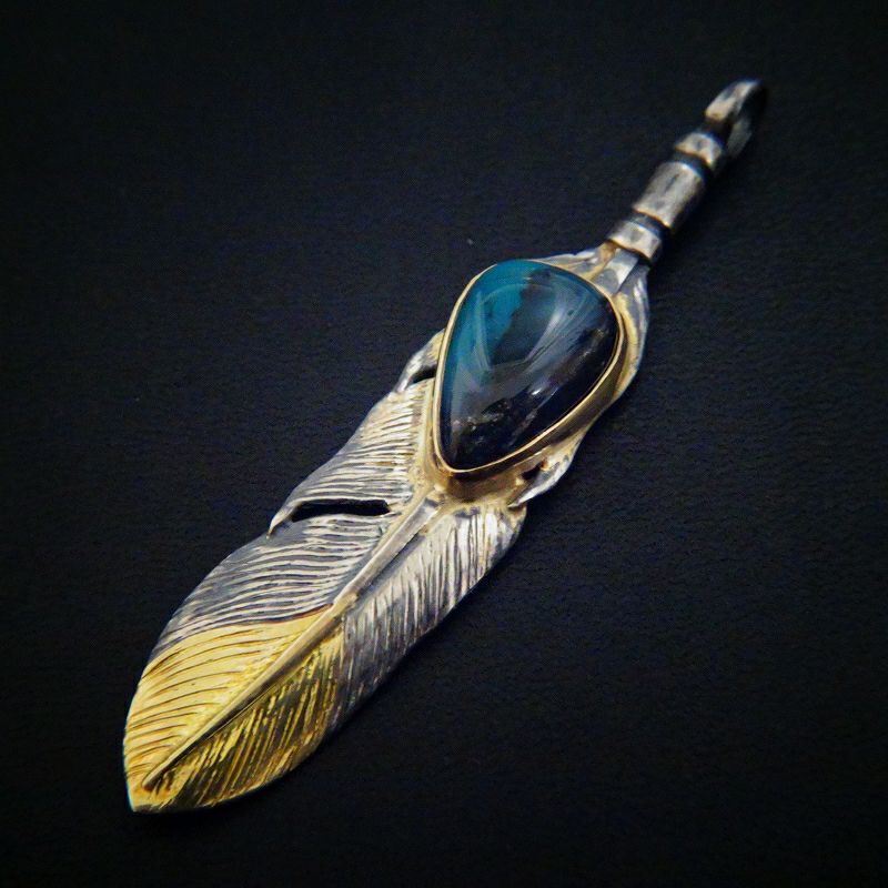 ターコイズ付き 大フェザー右向き (金枠) | REDMAN.