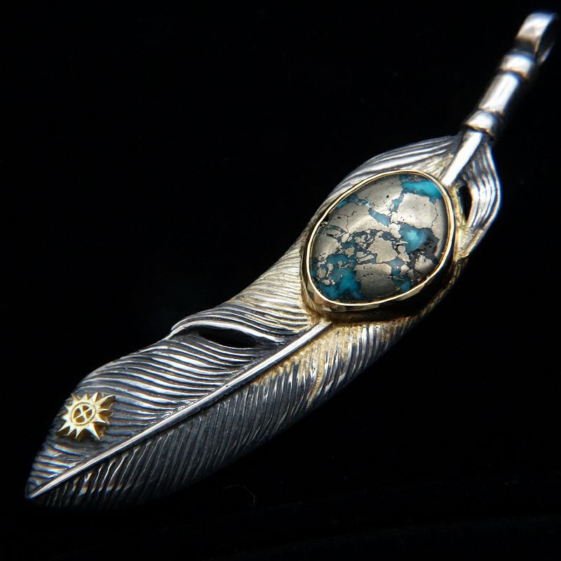 ターコイズ付き カーブドフェザー（メタル/金枠） | REDMAN.