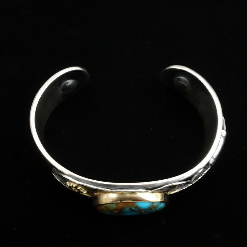 ターコイズ付き フェザーバングル（金枠/メタル） | REDMAN.