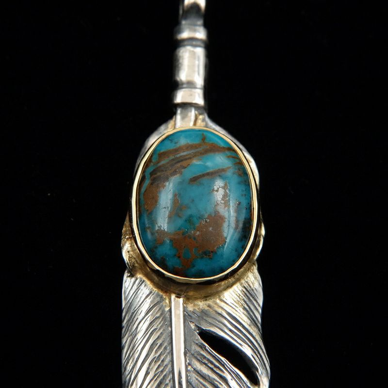 ターコイズ付き 大フェザー左向き (金枠) | REDMAN.